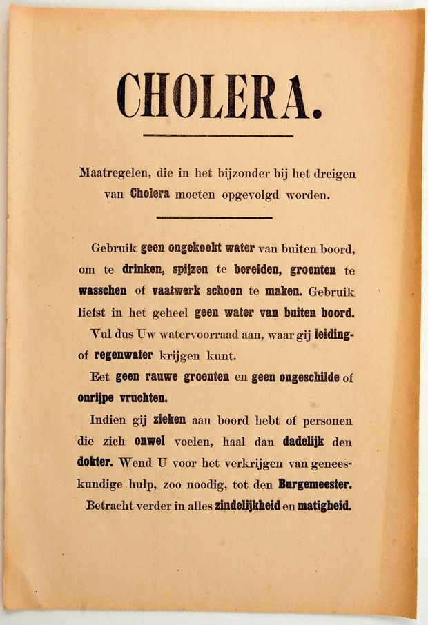 Poster over maatregelen tegen cholera
