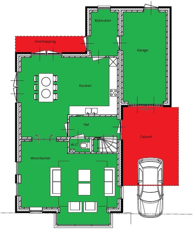 Plattegrond woning - begane grond