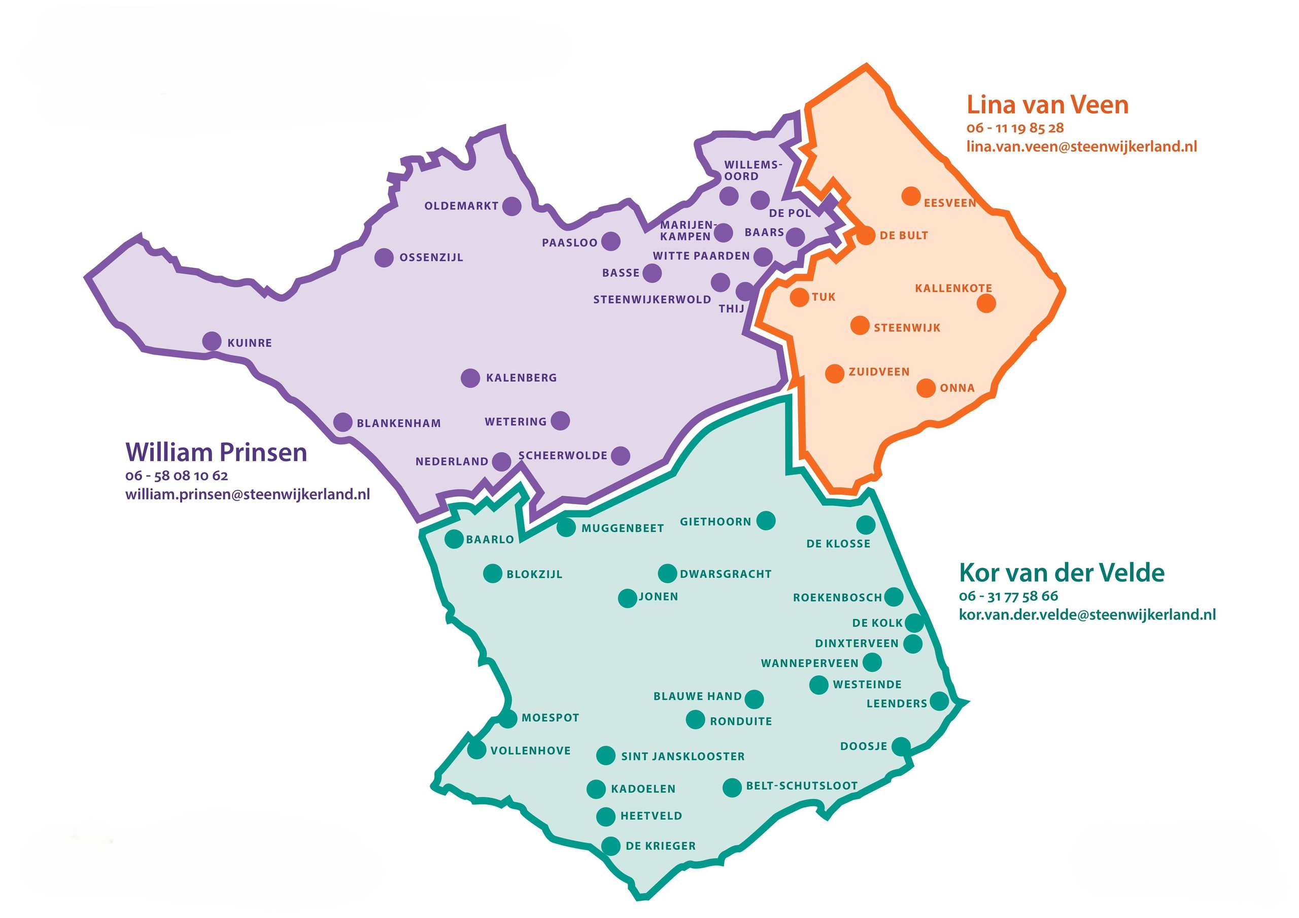 Plattegrond gebiedscoordinatoren