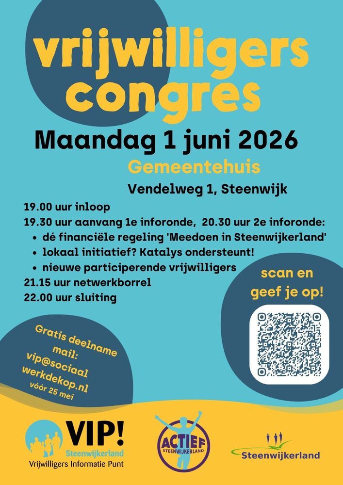 Vrijwilligerscongres op maandag 1 juni 2026