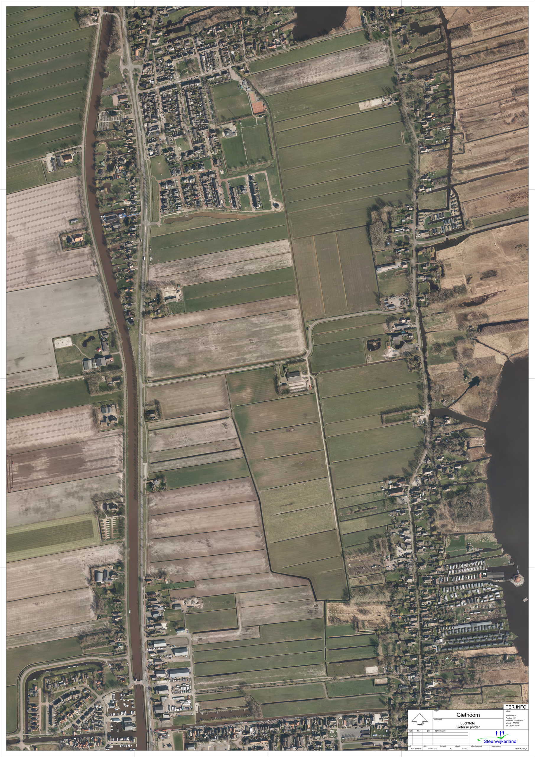 luchtfoto locatie Gieterse polder en centrumgebied